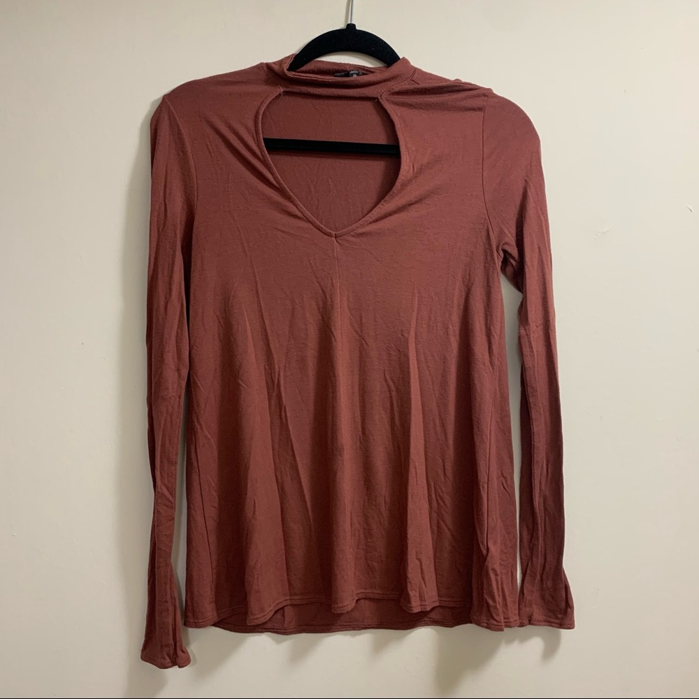Express Long Sleeve Dark Orange Shirt Size XS